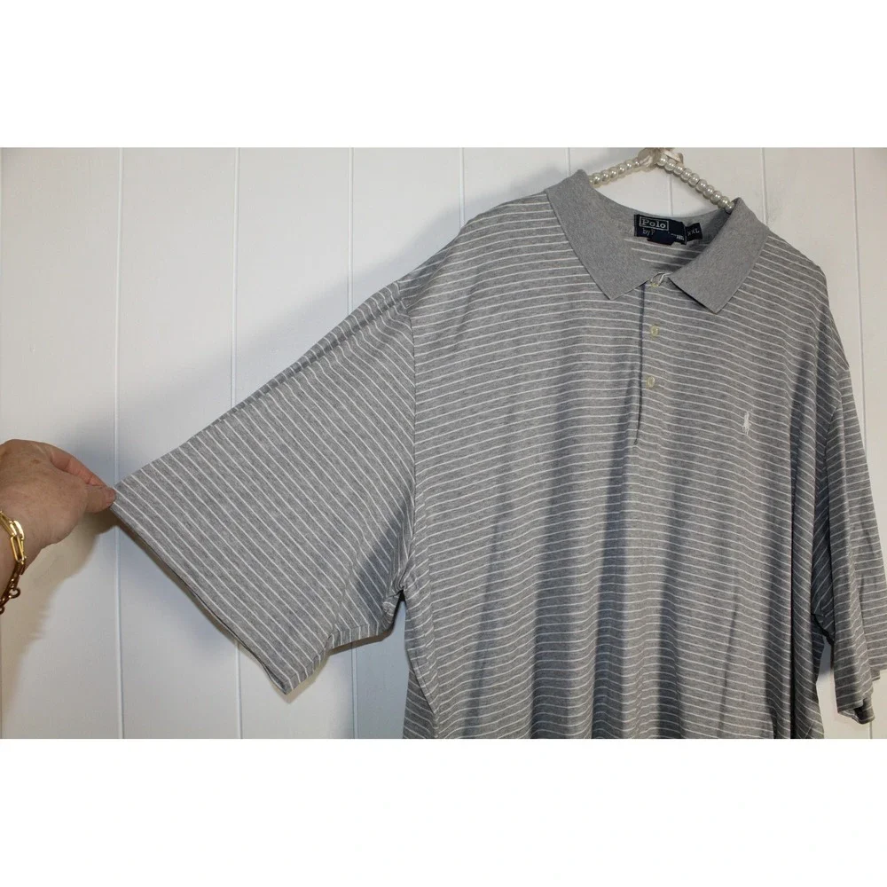 Polo Ralph Lauren Men's Gray/White Collared Golf Polo Shirt‎ Size XXL